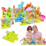 Medinės kaladėlės vaikams 120 vnt | Pastatyk miestą | Classic World CW5005